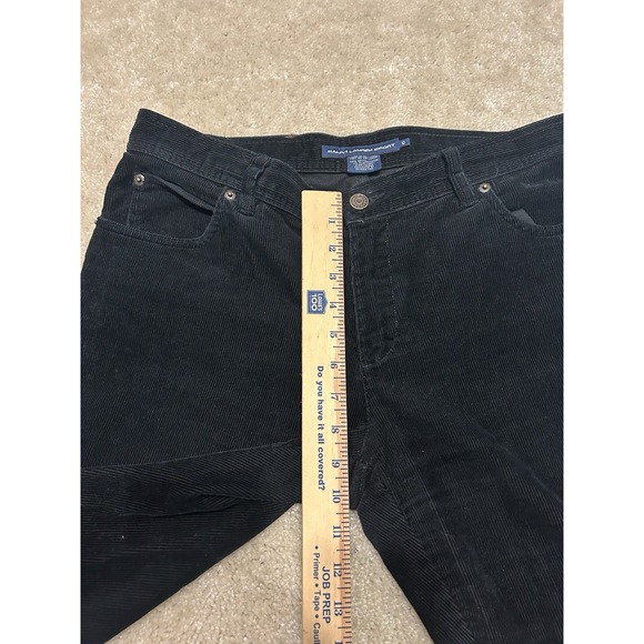 Ralph Lauren Sport Corduroy Pants Womens 10 Black Straight Leg Preppy Logo - Picture 8 of 9